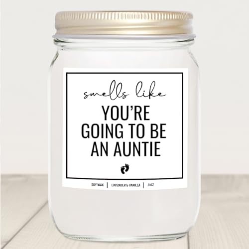 YouNique Designs Pregnancy Announcement for Aunt, Sister, Auntie 8 oz Candle - Aunt Pregnancy Announcement Gift - Smells Like Youre Going to be an Aunt Candle - New Aunt Gifts (Lavender & Vanilla)