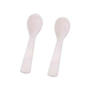 buwusmu set of caviar spoons with shell design - mother of pearl mop caviar spoons with round handles for serving caviar, eggs, ice cream, coffee in restaurants (2 pieces, 3.54 inches)