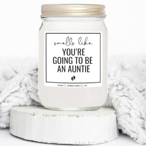 YouNique Designs Pregnancy Announcement for Aunt, Sister, Auntie 8 oz Candle - Aunt Pregnancy Announcement Gift - Smells Like Youre Going to be an Aunt Candle - New Aunt Gifts (Lavender & Vanilla)