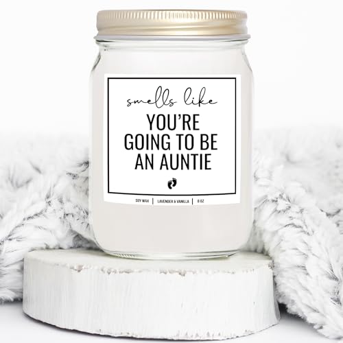 YouNique Designs Pregnancy Announcement for Aunt, Sister, Auntie 8 oz Candle - Aunt Pregnancy Announcement Gift - Smells Like Youre Going to be an Aunt Candle - New Aunt Gifts (Lavender & Vanilla)