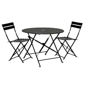 Carolina Classic Set of 2 Folding Metal Bistro Chair in Black