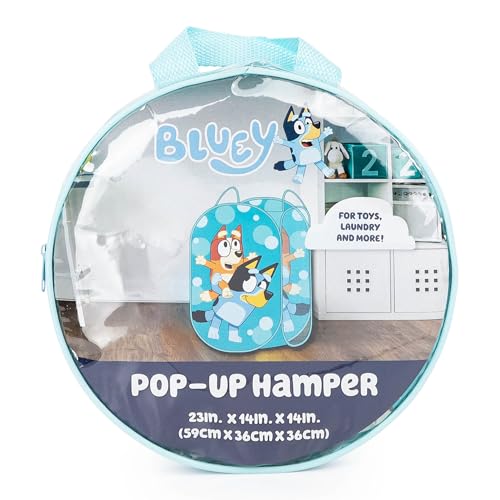 Jay Franco Bluey & Bingo Pop Up Hamper - Mesh Laundry Basket/Bag with Durable Handles - Storage for Clothes or Toys