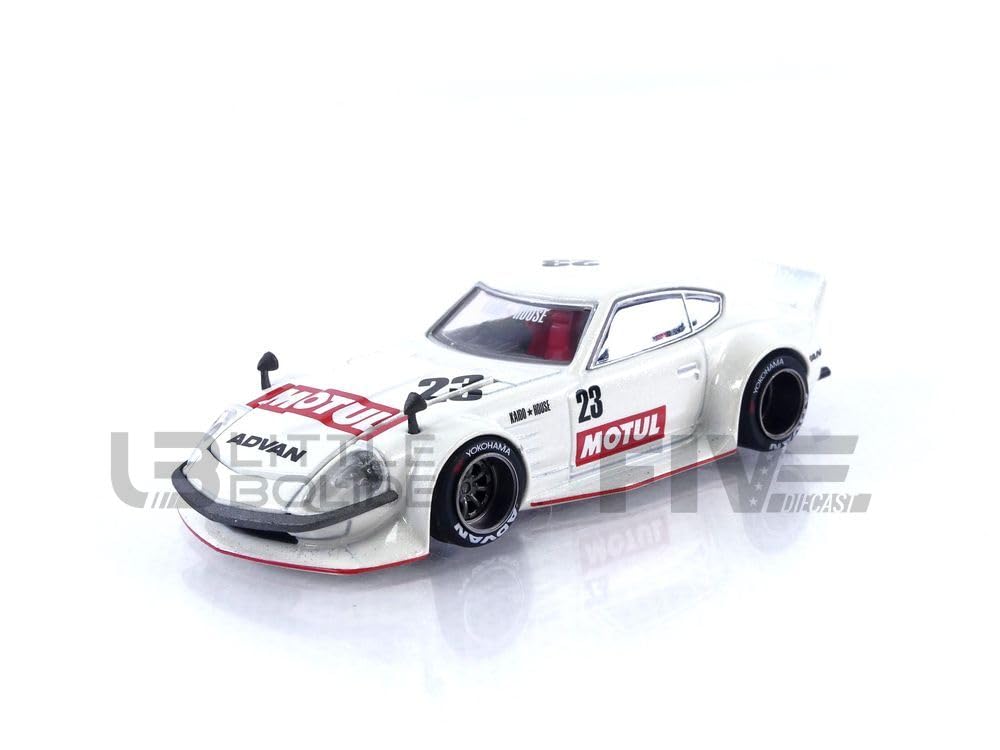 True Scale Miniatures Model Car Compatible with Nissan Fairlady Z Datsun MOTUL V3 White Limited Edition 1/64 Diecast Model Car Kaido House KHMG064