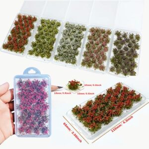 Woohome 32 PCS Static Grass Tuft Model Grass Tufts Railway Artificial Grass Red Bushy Tuft Flower Cluster Vegetation Groups for DIY Architecture Building Model Train Landscape Railroad Scenery