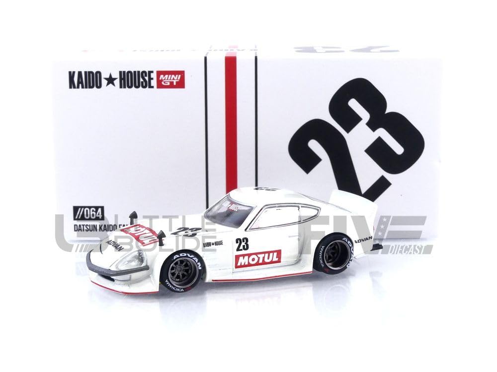 True Scale Miniatures Model Car Compatible with Nissan Fairlady Z Datsun MOTUL V3 White Limited Edition 1/64 Diecast Model Car Kaido House KHMG064