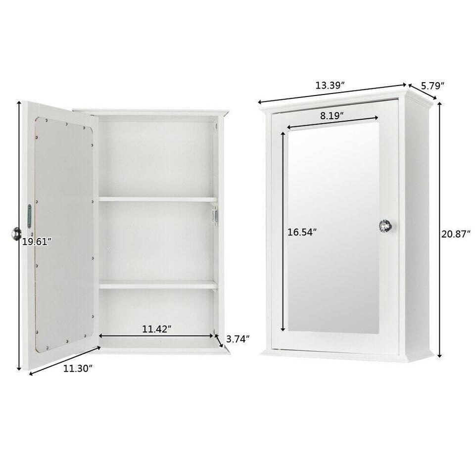 IFFANY Mirror Door Wall Mount Hanging Medicine Cabinet Bathroom Storage Shelf Organizer