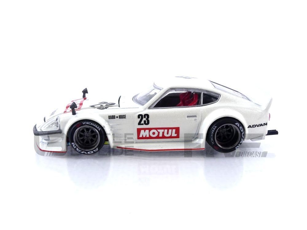 True Scale Miniatures Model Car Compatible with Nissan Fairlady Z Datsun MOTUL V3 White Limited Edition 1/64 Diecast Model Car Kaido House KHMG064