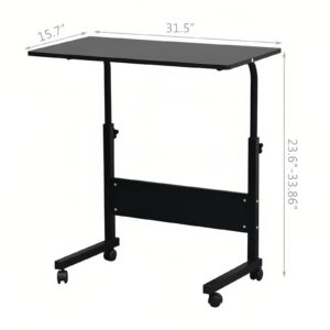 FXLCMUS Height Adjustable Computer Desk for Home Office - Standing Table On Wheels with Removable Chipboard & Steel Side - Stylish and Efficient Workspace