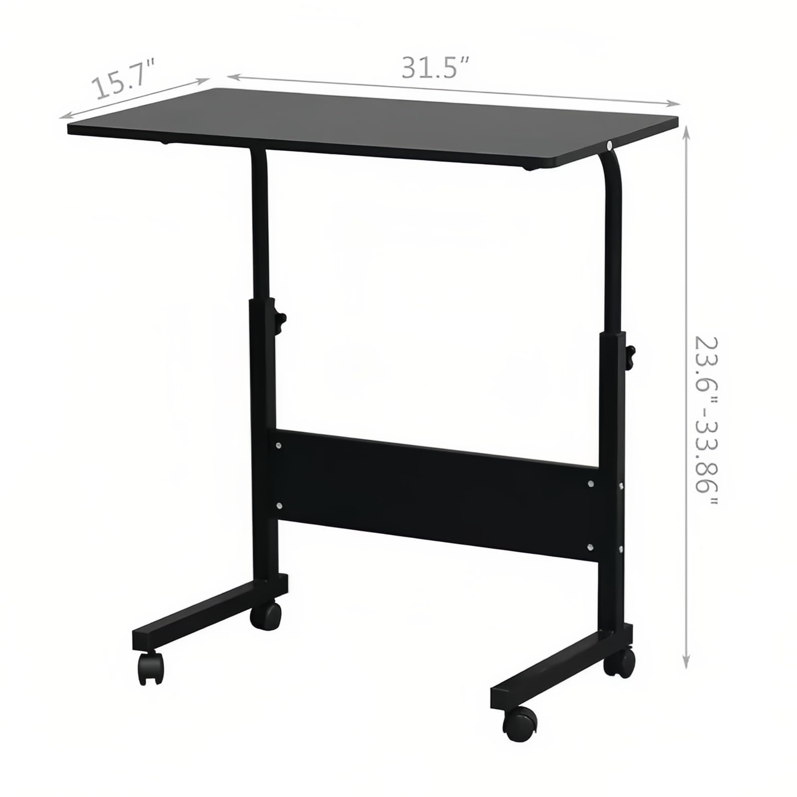 FXLCMUS Height Adjustable Computer Desk for Home Office - Standing Table On Wheels with Removable Chipboard & Steel Side - Stylish and Efficient Workspace