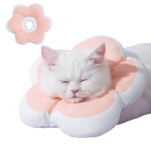 lavvicha adjustable soft cat cone collar waterproof cute pink flower collar for cats small dogs kitten puppy after surgery prevent licking (pink,large)