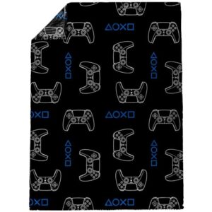 PlayStation Controller Throw Blanket - Measures 46 x 60 Inches - Kids Super Soft Fleece Gamer Bedding