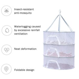 RVXlRDN Herb Drying Rack, 3 Layer Foldable Hanging Mesh Net with Zipper, Outdoor Drying Rack Mesh Dryer for Drying Herb Vegs Fruits Bud Plants(Size:M)