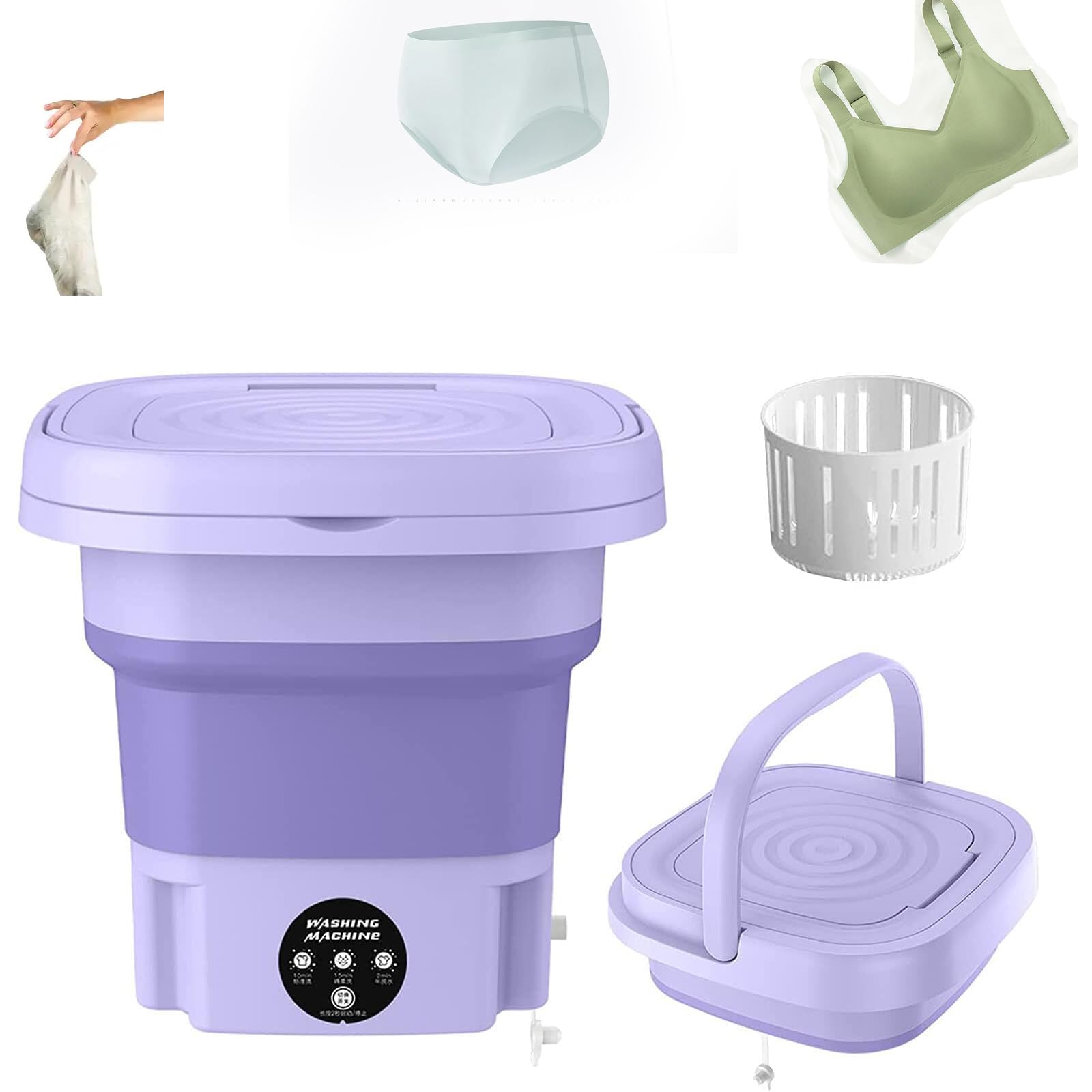 Luxmars Portable Washing Machine 2024 Foldable Mini Washing Machine Half Automatic Small Washer for Baby Clothes|Underwear or Small Items (Purple1)