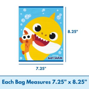 Unique Baby Shark Goodie Bags Pack - 16 Plastic Baby Shark Party Favor Bags & Sticker, Baby Shark Birthday Decorations & Supplies