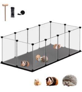 funhola small animal playpen, guinea pig cages with waterproof mat, 12 panels pet playpen for hamsters, hedgehog, indoor outdoor plastic fence, 48.5 x 24.8 x 16.1 inches