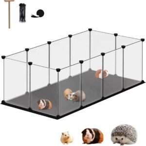 FunHola Small Animal Playpen, Guinea Pig Cages with Waterproof Mat, 12 Panels Pet Playpen for Hamsters, Hedgehog, Indoor Outdoor Plastic Fence, 48.5 x 24.8 x 16.1 inches