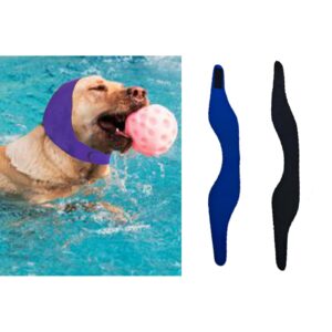 manon rosa dog swim cap plugs 2pcs waterproof all-weather snood for bathing rainy days swimming - ear protector and travel supply for small medium large dogs puppies (1 black 1 blue,l)