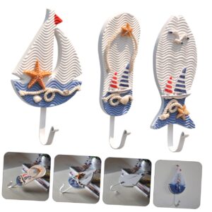 Hohopeti 3Pcs Ocean Theme Clothes Hooks Creative Hangers for Hats and Accessories Random Styles for Home Decor and Organization Nautical Inspired Wall Hooks