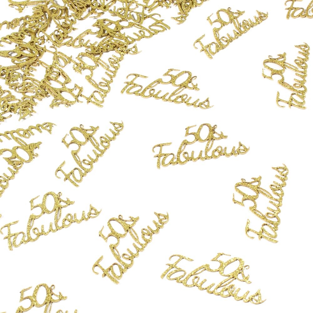 Happy Birthday Party Table Confetti Glitter Gold 50 and Fabulous Table Scatter Decorations for 50 Years Old Birthday/Wedding Anniversary Party Favor Decor Supplies 100PCS