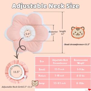 LAVVICHA Adjustable Soft Cat Cone Collar Waterproof Cute Pink Flower Collar for Cats Small Dogs Kitten Puppy After Surgery Prevent Licking (Pink,Large)