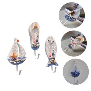 Hohopeti 3Pcs Ocean Theme Clothes Hooks Creative Hangers for Hats and Accessories Random Styles for Home Decor and Organization Nautical Inspired Wall Hooks