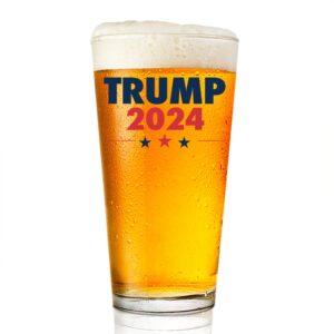 patriots cave trump 2024 16 oz pint glass | gift box included | will not fade & made in usa & dishwasher safe | patriotic gift for dad, beer gift for husband, maga trump merch