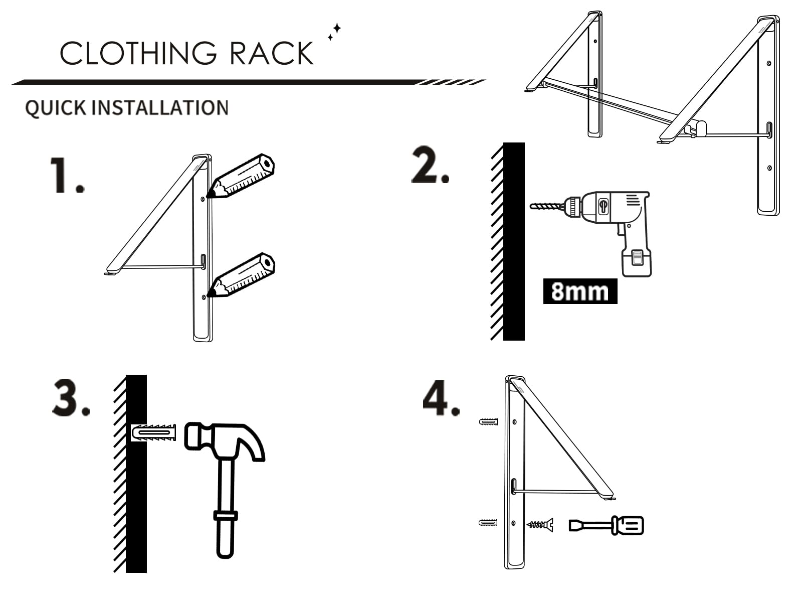 SKIKEN Wall Clothes Drying Rack Extendable Rod, Collapsible Wall Clothing Racks for Hanging, Retractable Hanger Wall Mount, Handy Simple Closet Organizer, Bathroom Balcony Rv Indoor, 31.5" (Gray)