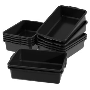 Oymlclivisa 12 Packs 13 L Plastic Commercial Bus Boxes, Plastic Restaurant Dish Tubs, Black