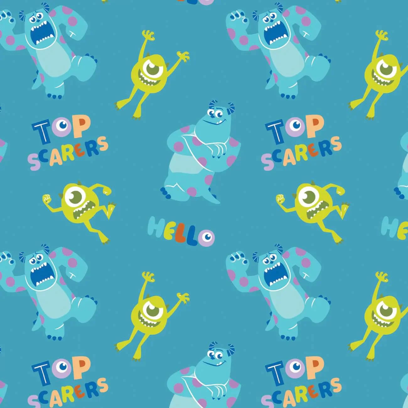 Monsters Inc Top Scarers Blue Cotton Fabric- Precut 2 Yards 1 Yard