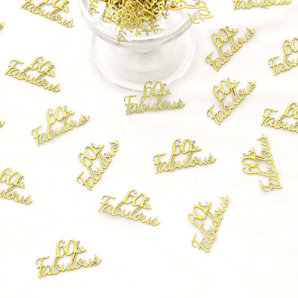 Happy 60th Birthday Confetti Glittery 60&fabulous Birthday Decorations Gold Table Scatters for Wedding Anniversary Decor Supplies 100PCS