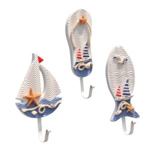 hohopeti 3pcs ocean theme clothes hooks creative hangers for hats and accessories random styles for home decor and organization nautical inspired wall hooks