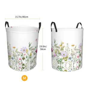 Wildflowers Laundry Basket Organizer Collapsible Laundry Hamper Nursery Storage Basket Bin with Handles for Clothes Toy Bathroom Room