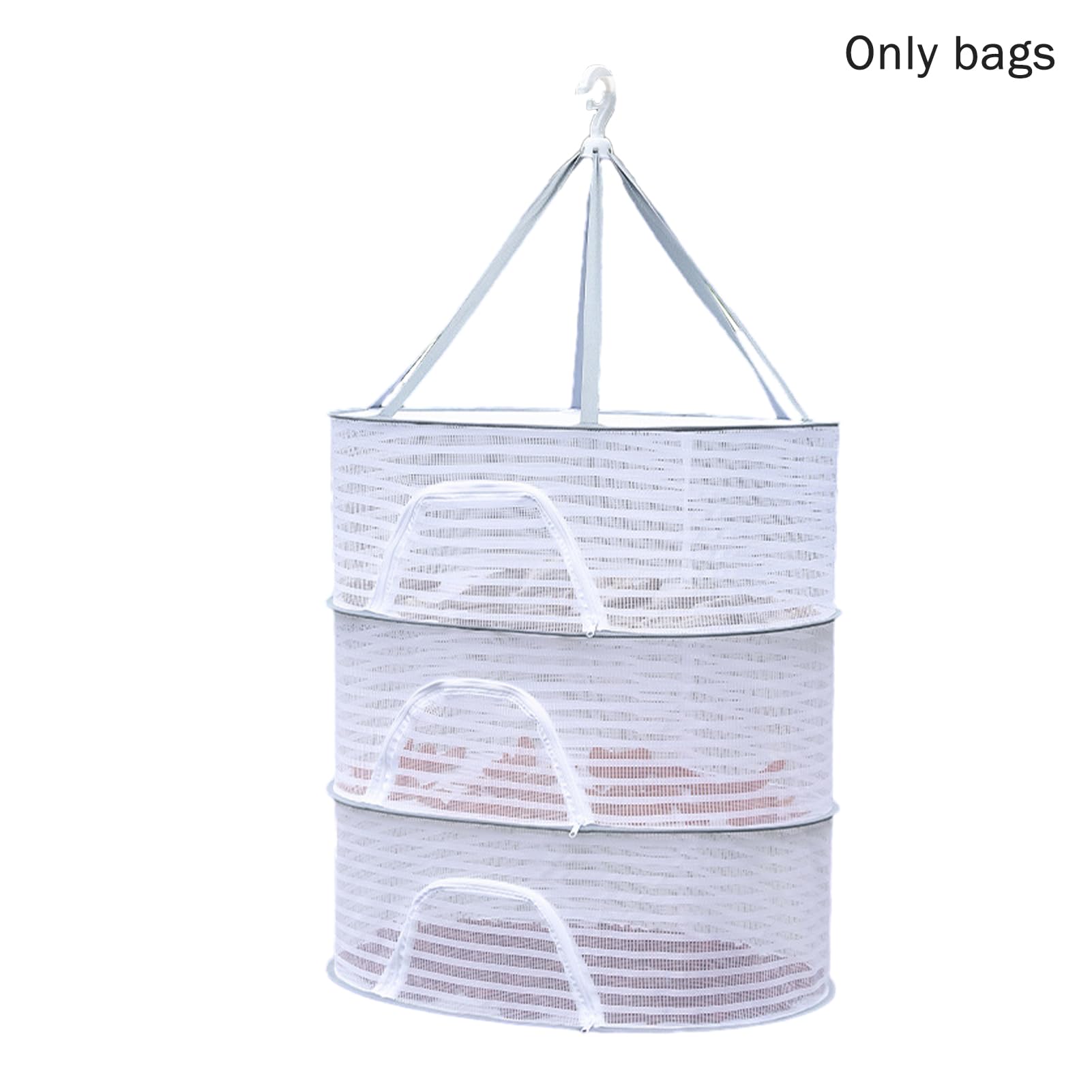 RVXlRDN Herb Drying Rack, 3 Layer Foldable Hanging Mesh Net with Zipper, Outdoor Drying Rack Mesh Dryer for Drying Herb Vegs Fruits Bud Plants(Size:M)