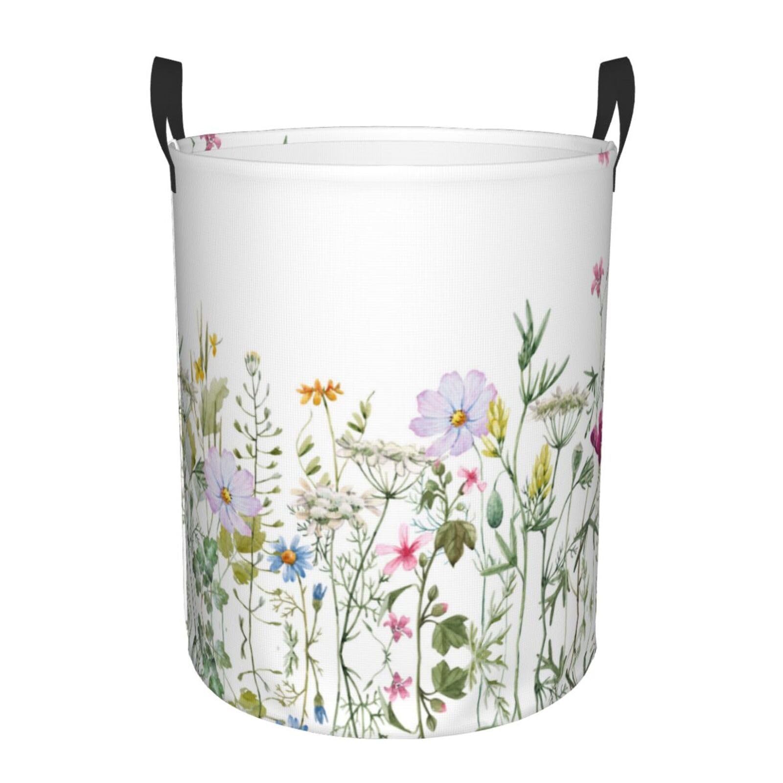 Wildflowers Laundry Basket Organizer Collapsible Laundry Hamper Nursery Storage Basket Bin with Handles for Clothes Toy Bathroom Room