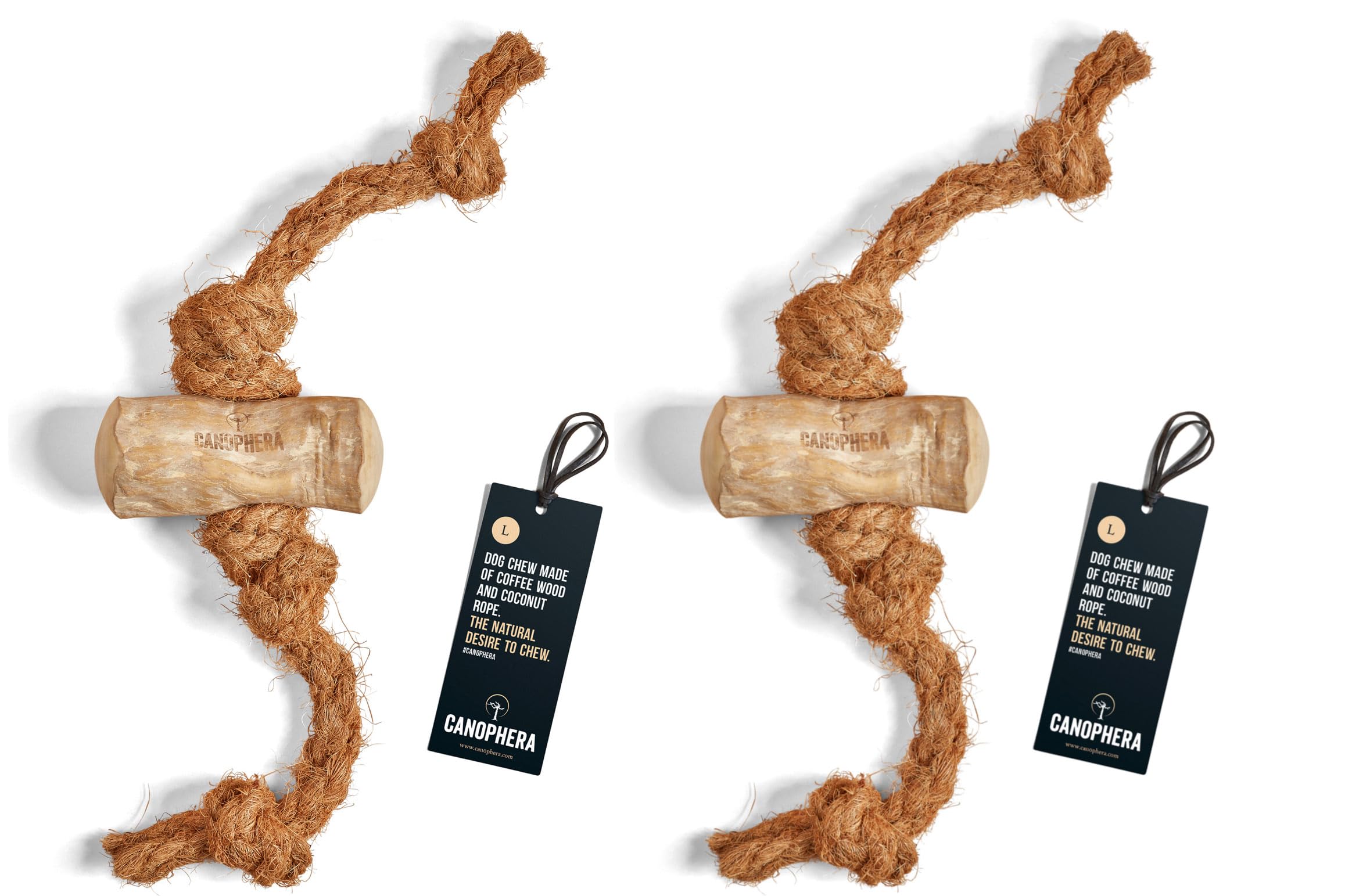 Canophera Dog CHEW Made of Coffee Wood and Coconut Rope - for All Breeds (Large) - 2 Pack