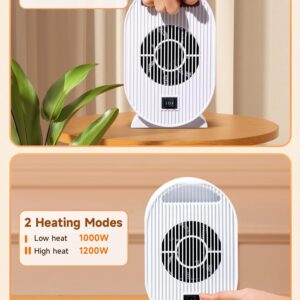 1200W/1000W Space Heater Indoor, 2S Heating Mini Heater Small Heater, 28dB Portable Heater for Bedroom Bathroom Heater, Mini Heater for Bathroom, Bedroom, Office Heater, Mini Desk Heater [Gifts]