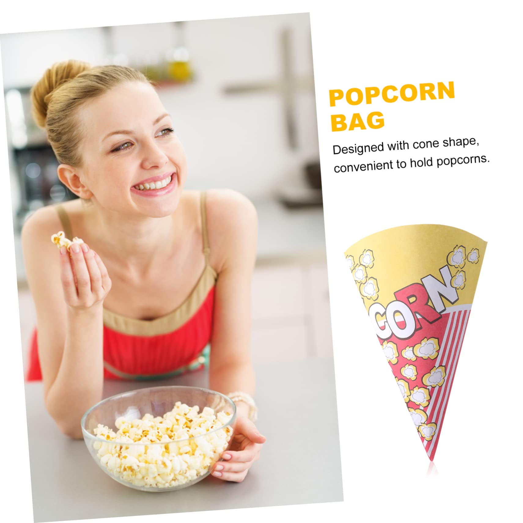 50pcs Popcorn Triangle Paper Bags Cone Shaped Treat Bags Striped Mini Bags Mini Snacks Snack Holder Bag Snacks for Kids Baby Shower Decorations Food Supplies Child