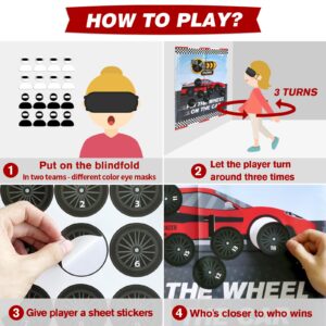 PARTYLOUD Cars Party Games, Pin The Wheel On The Car, Cars Monster Truck Party Birthday Party Fun Games Supplies Decorations Decor for Families Adult Groups