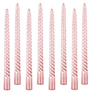 10 Inch Pink Taper Candle, Set of 12,Tapered Candle Burn for 8 Hours, Long Candle Sticks,Tall Candlesticks, Taper Spiral Candles, Dinner Candle Party, Wedding, Halloween (25cm, Pink)