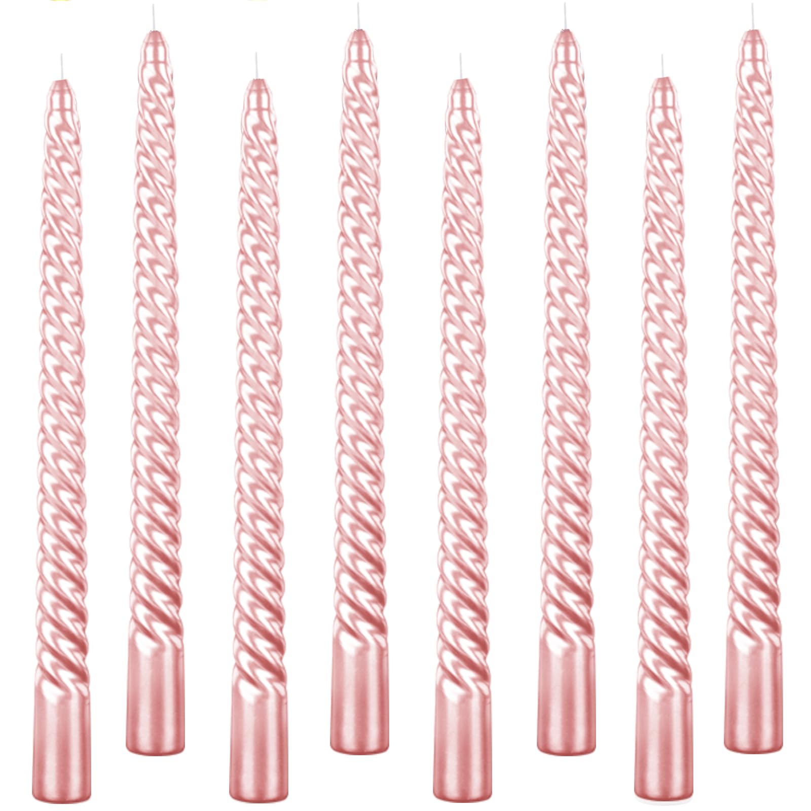 10 Inch Pink Taper Candle, Set of 12,Tapered Candle Burn for 8 Hours, Long Candle Sticks,Tall Candlesticks, Taper Spiral Candles, Dinner Candle Party, Wedding, Halloween (25cm, Pink)