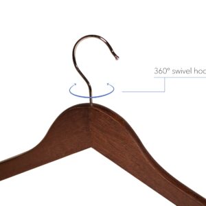 Topline Classic Wood Shirt Hangers - Mahogany Finish (20-Pack)