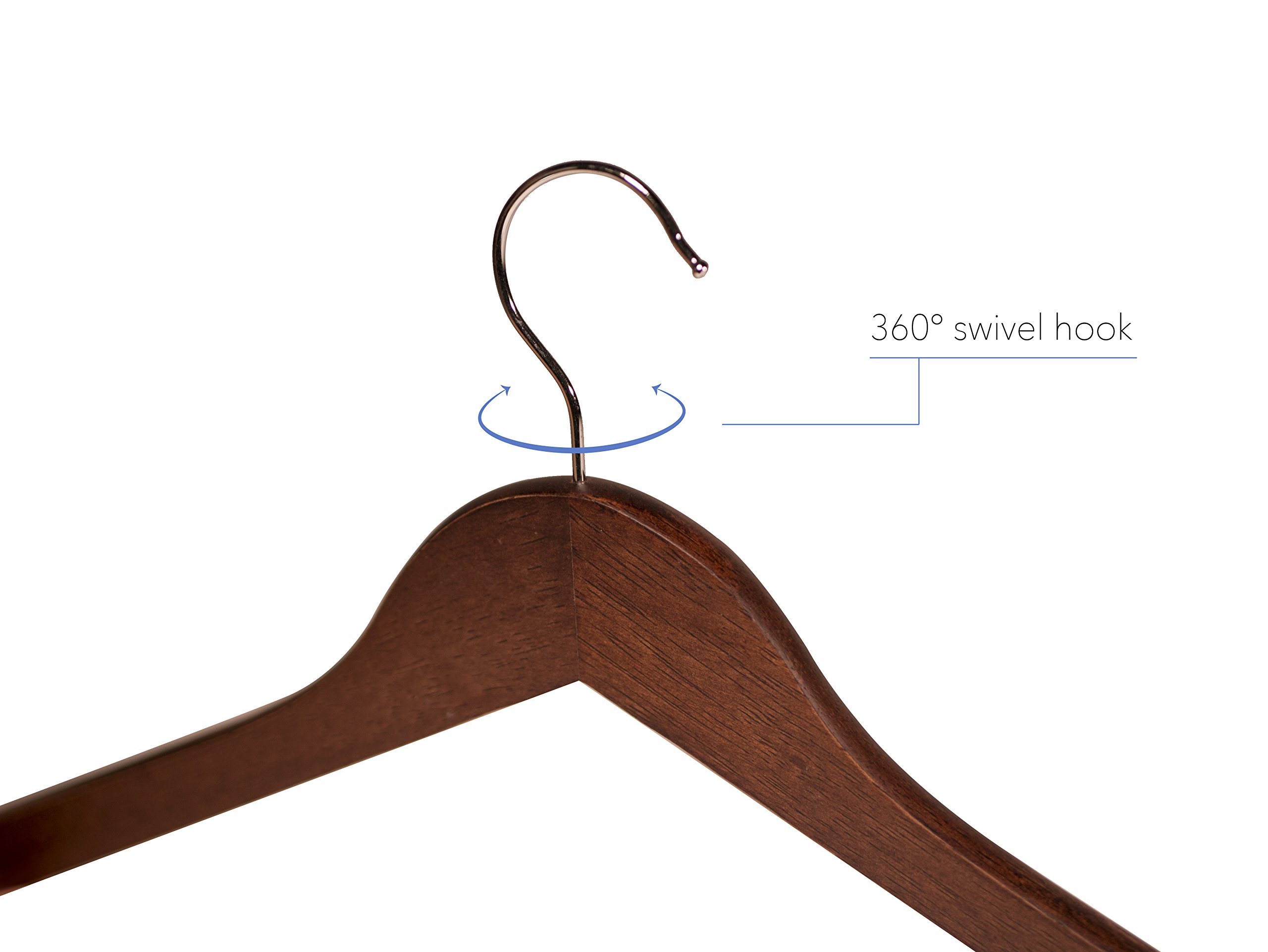 Topline Classic Wood Shirt Hangers - Mahogany Finish (20-Pack)