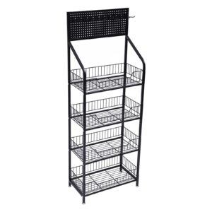 4-tier kitchen baker's racks snack display rack organizer with wheels metal standing shelf units for bathroom living room office garage 19.6 x 10.6 x55in,150lbs loading(black)