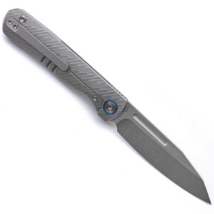 Miguron Knives M Ekry Front Flipper Folding Knife 3.35" Hand Hollow Ground Rubbed CPM-20CV Satin Blade Sandblasting Titanium Handle Camping Hiking Pocket Knife MGR-617GY