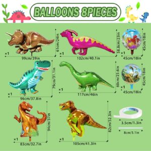 8 Pieces Dinosaur Balloons 46 Inch Dino Foil Balloons Dinosaur Birthday Party Mylar Helium Balloons for Kids Birthday Baby Shower Jungle Dinosaur Theme Party Decorations Supplies