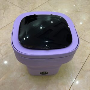 WNDT Mini Portable Washing Machine with 11L Capacity and Blue Light, Ideal for Underwear, Socks, Baby Clothes, Foldable Design for Space-saving Convenience, Perfect for On-the-Go Use - Purple