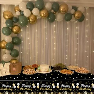 MRJ 3 Pack Gold and Black Happy Birthday Tablecloths 54"x108" Star Birthday Table Cover for Kids Boys Girls Baby Shower