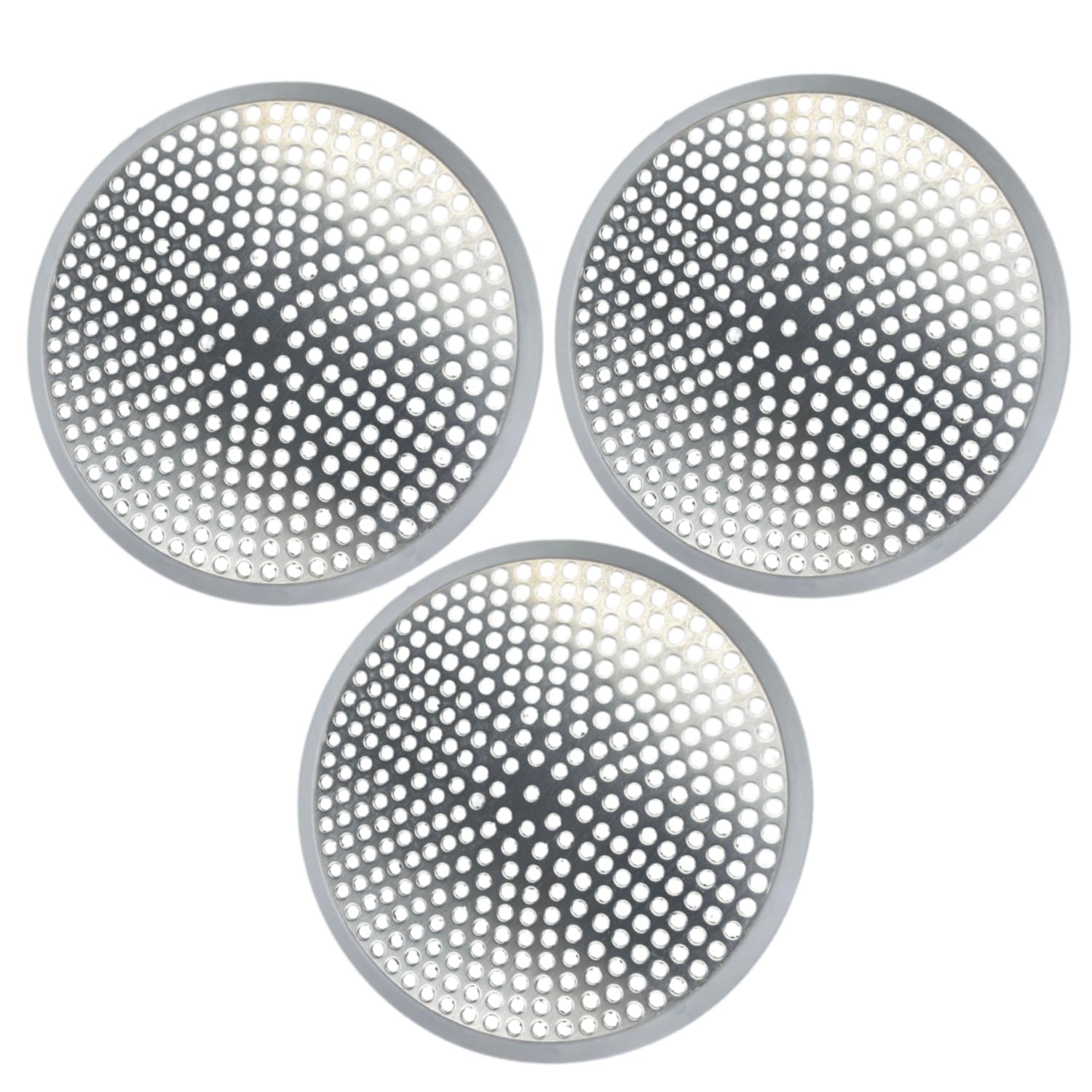 3 Pack Stainless Steel and Silicone Hair Catcher for Bathtub and Kitchen Shower Drains Hair Stopper Durable Silicone Easy to Install and Clean.