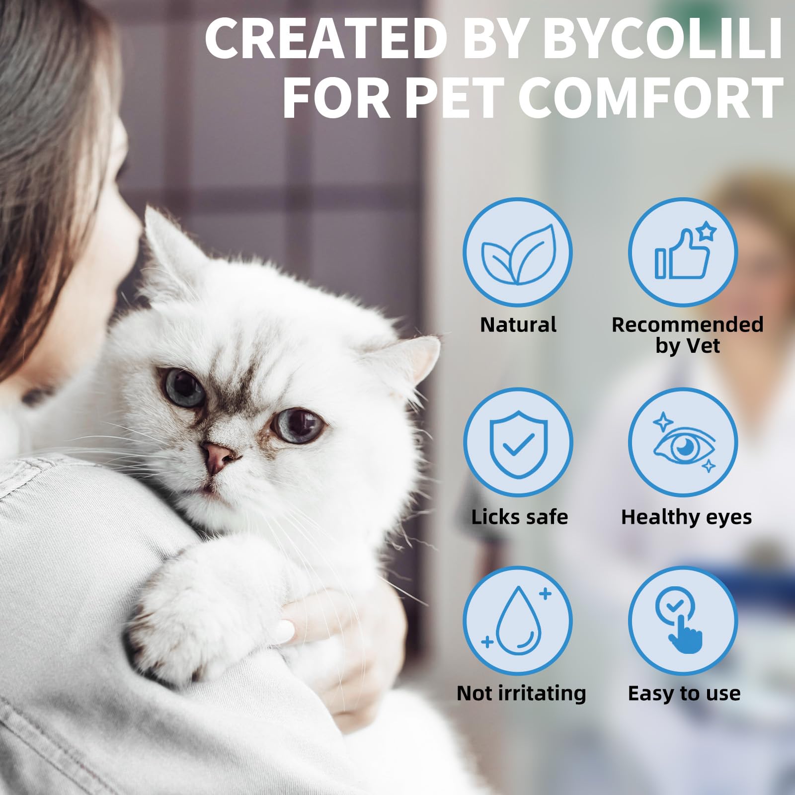 bycolili 2 Pack Eye Wipes for Dogs & Cats,Extra Large 240 Count Natural Tear Stain Eyes Wash Pads,Gently Remove Discharge,Debris,3.15" Coconut Oil Cleans Eyes,Face,Wrinkles