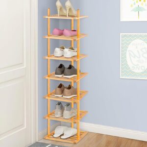 tohomes 7-tier shoe rack for closet, shoes organizer free standing shelf entryway and closet hallway, small space stackable bamboo multifunctional racks shoe storage